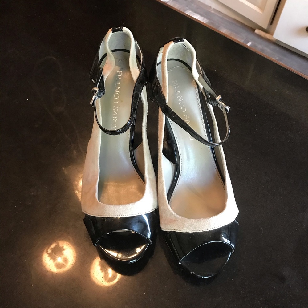 Franco Sarto black & grey peep-toe